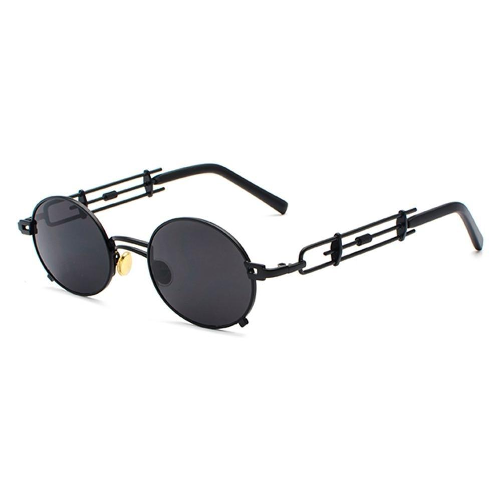 Gold Black Retro Steampunk Unisex Round Vintage Metal Frame Oval Sunglasses - Unisex Sunglasses - DYAVOR®