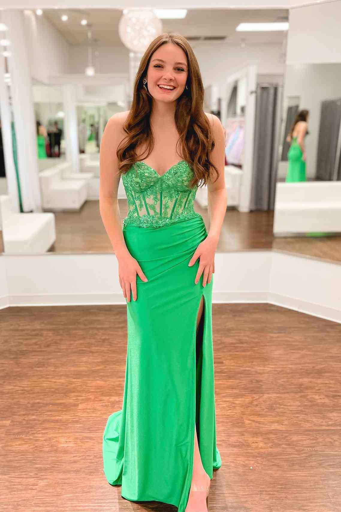 Ember | Sweetheart Corset Lace Hot Pink Long Prom Dress with Slit - prom dress - DYAVOR®