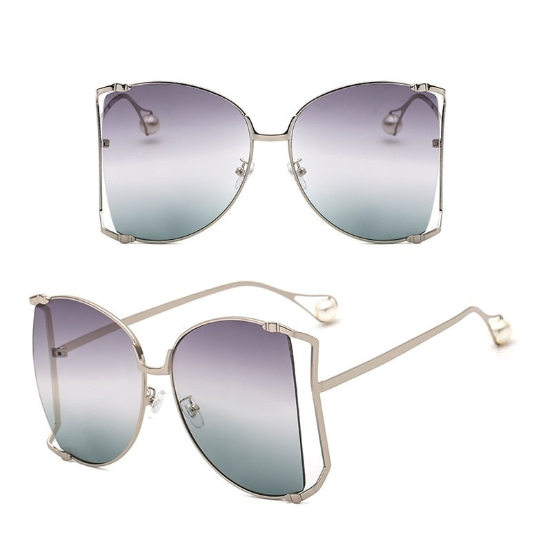 Half Frame Hollow Fashion Gold Transparent Square Sunglasses for Women - Women Sunglasses - DYAVOR®