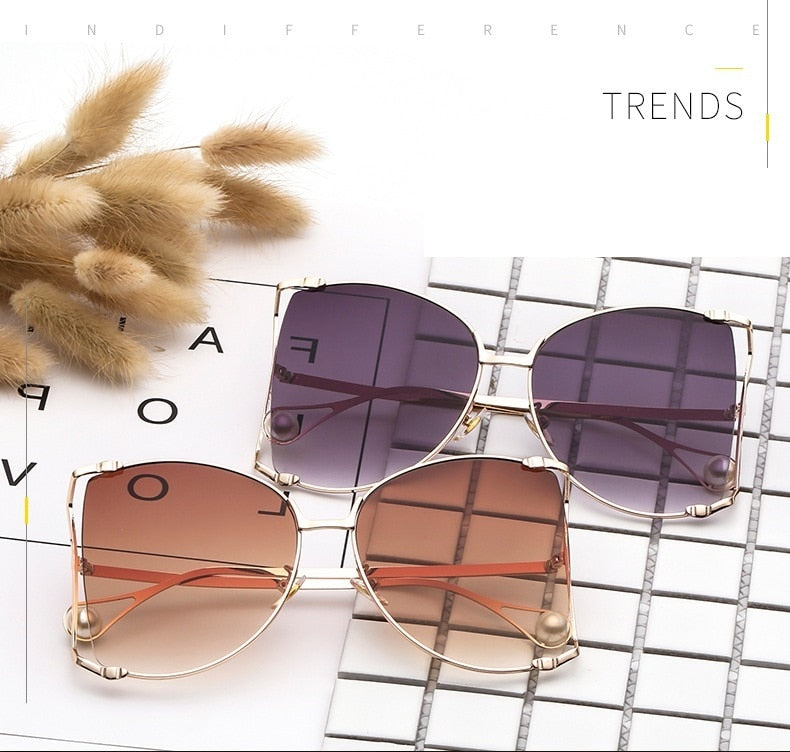 Half Frame Hollow Fashion Gold Transparent Square Sunglasses for Women - Women Sunglasses - DYAVOR®