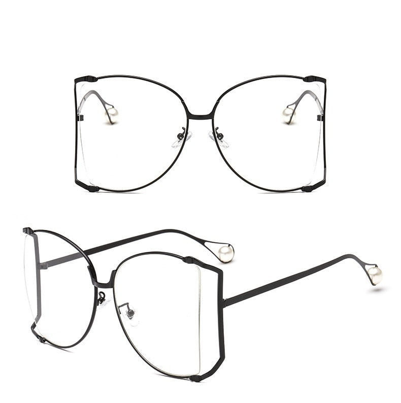 Half Frame Hollow Fashion Gold Transparent Square Sunglasses for Women - Women Sunglasses - DYAVOR®