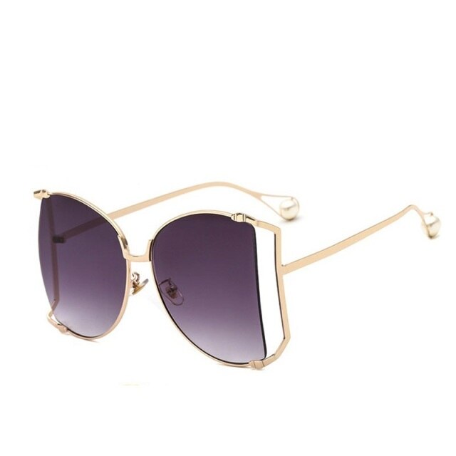 Half Frame Hollow Fashion Gold Transparent Square Sunglasses for Women - Women Sunglasses - DYAVOR®