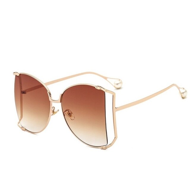 Half Frame Hollow Fashion Gold Transparent Square Sunglasses for Women - Women Sunglasses - DYAVOR®