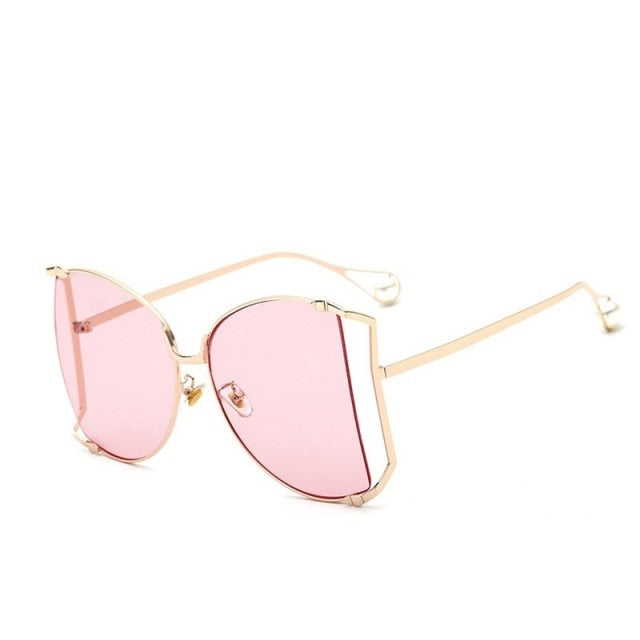 Half Frame Hollow Fashion Gold Transparent Square Sunglasses for Women - Women Sunglasses - DYAVOR®