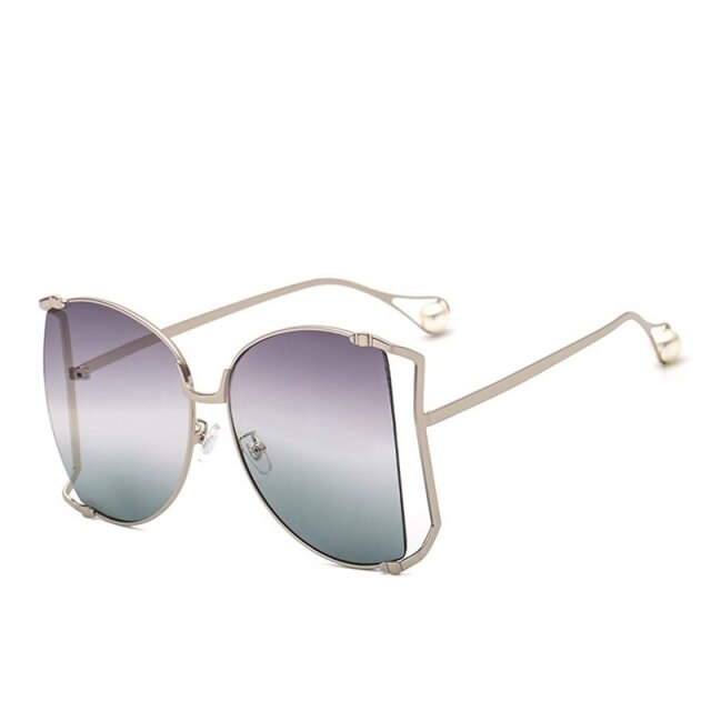 Half Frame Hollow Fashion Gold Transparent Square Sunglasses for Women - Women Sunglasses - DYAVOR®