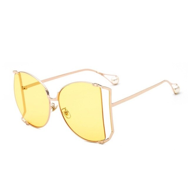 Half Frame Hollow Fashion Gold Transparent Square Sunglasses for Women - Women Sunglasses - DYAVOR®