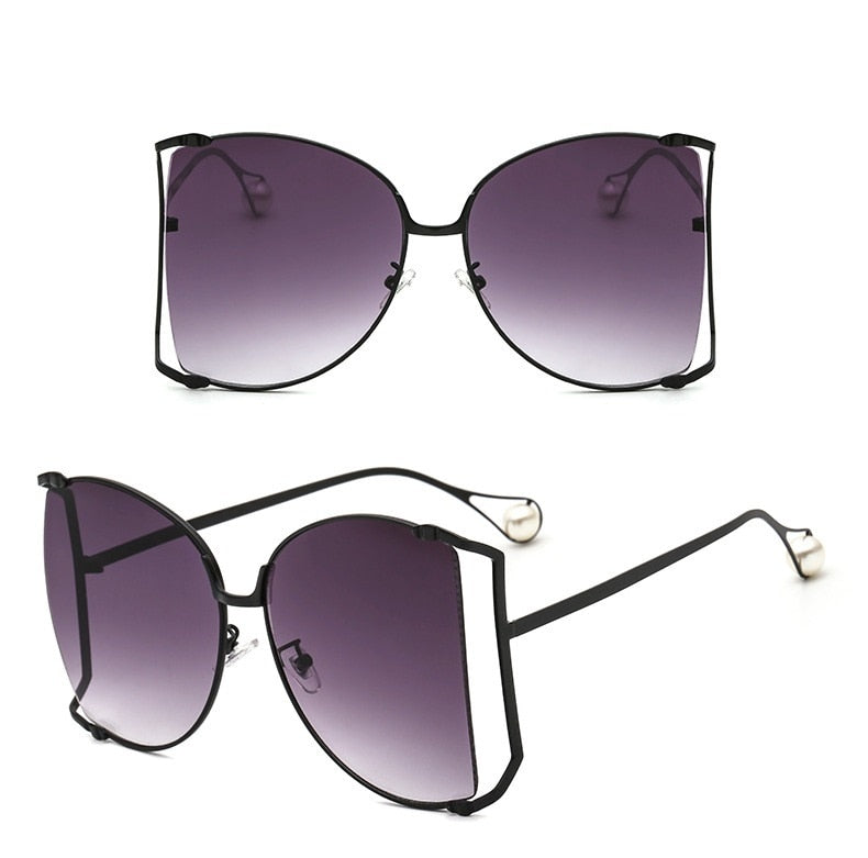 Half Frame Hollow Fashion Gold Transparent Square Sunglasses for Women - Women Sunglasses - DYAVOR®