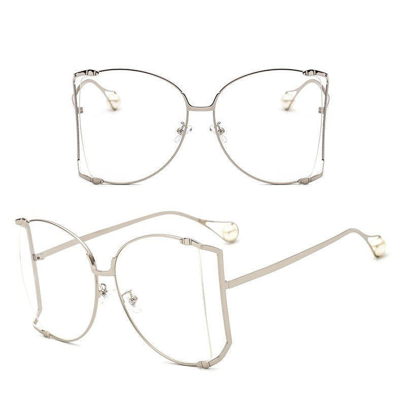 Half Frame Hollow Fashion Gold Transparent Square Sunglasses for Women - Women Sunglasses - DYAVOR®