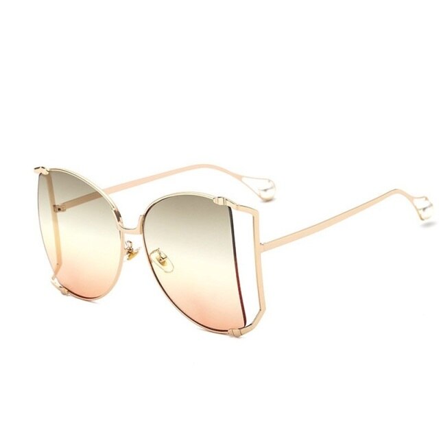 Half Frame Hollow Fashion Gold Transparent Square Sunglasses for Women - Women Sunglasses - DYAVOR®