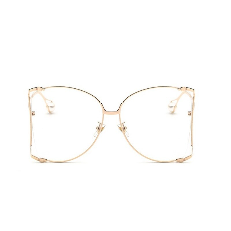 Half Frame Hollow Fashion Gold Transparent Square Sunglasses for Women - Women Sunglasses - DYAVOR®