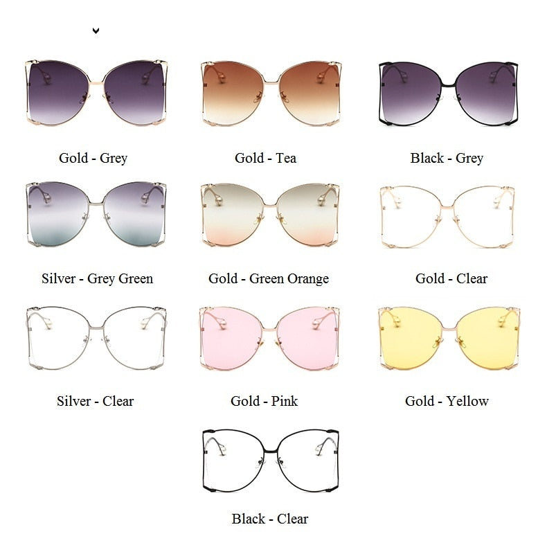 Half Frame Hollow Fashion Gold Transparent Square Sunglasses for Women - Women Sunglasses - DYAVOR®