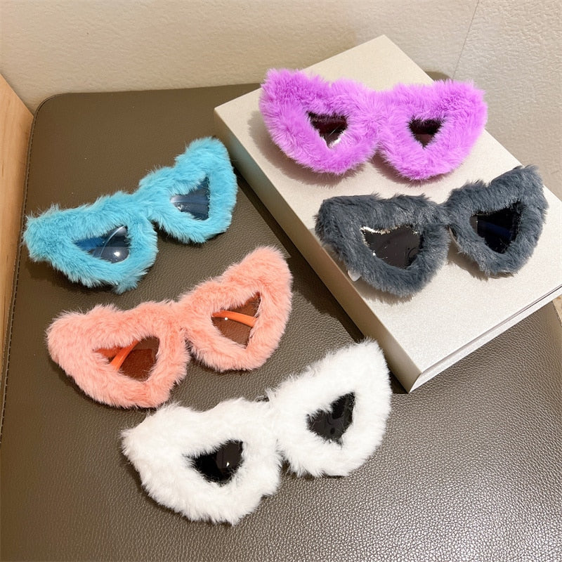 Unisex Heart Shaped Furry Fashion Vintage Retro Style UV400 Sunglasses - Unisex Sunglasses - DYAVOR®
