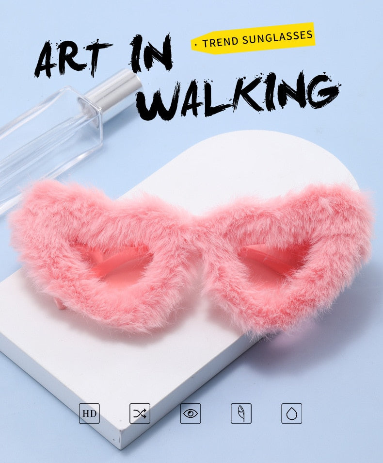 Unisex Heart Shaped Furry Fashion Vintage Retro Style UV400 Sunglasses - Unisex Sunglasses - DYAVOR®