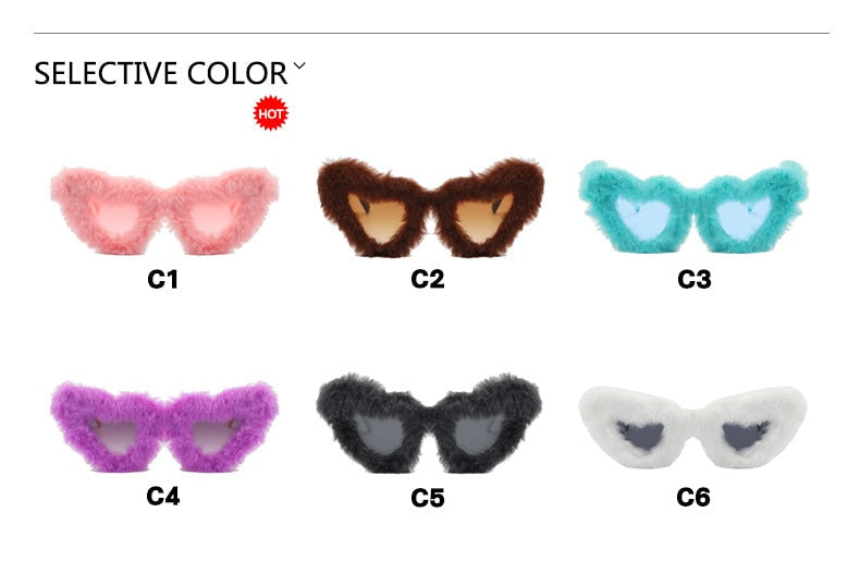Unisex Heart Shaped Furry Fashion Vintage Retro Style UV400 Sunglasses - Unisex Sunglasses - DYAVOR®