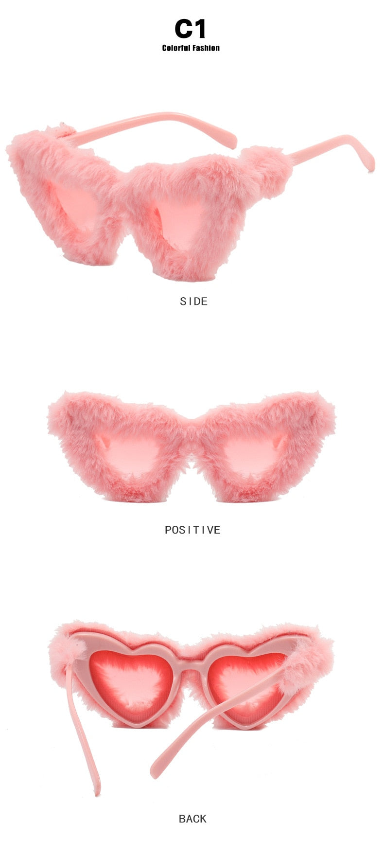 Unisex Heart Shaped Furry Fashion Vintage Retro Style UV400 Sunglasses - Unisex Sunglasses - DYAVOR®