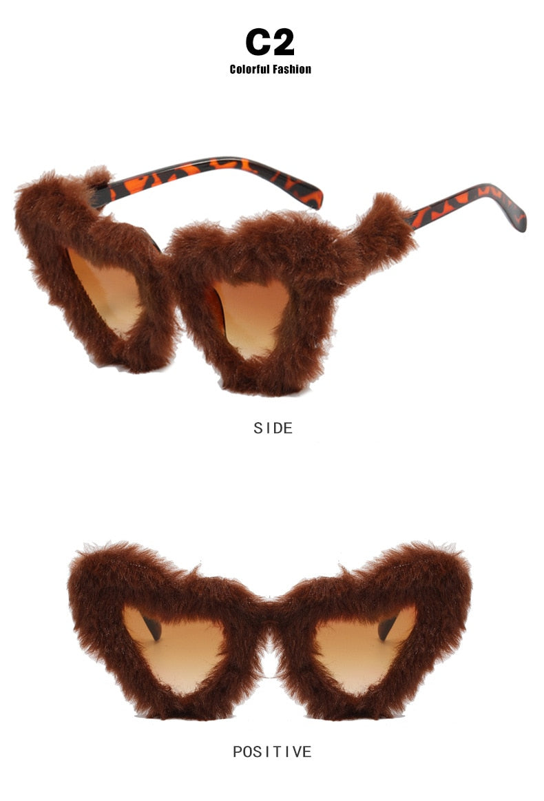 Unisex Heart Shaped Furry Fashion Vintage Retro Style UV400 Sunglasses - Unisex Sunglasses - DYAVOR®