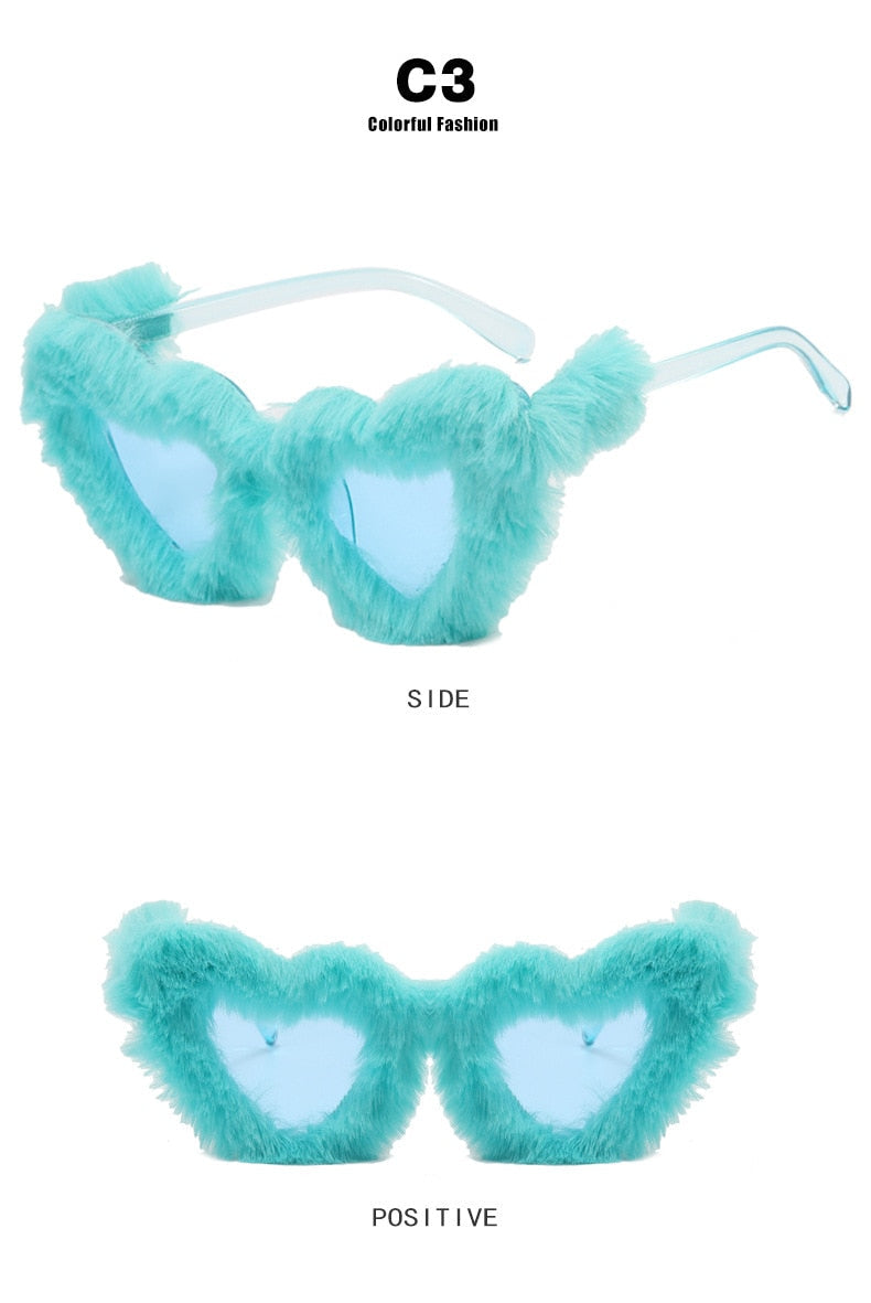 Unisex Heart Shaped Furry Fashion Vintage Retro Style UV400 Sunglasses - Unisex Sunglasses - DYAVOR®