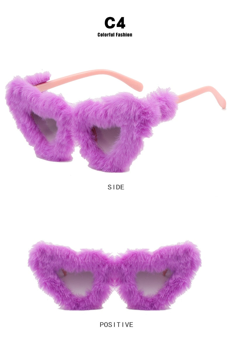 Unisex Heart Shaped Furry Fashion Vintage Retro Style UV400 Sunglasses - Unisex Sunglasses - DYAVOR®