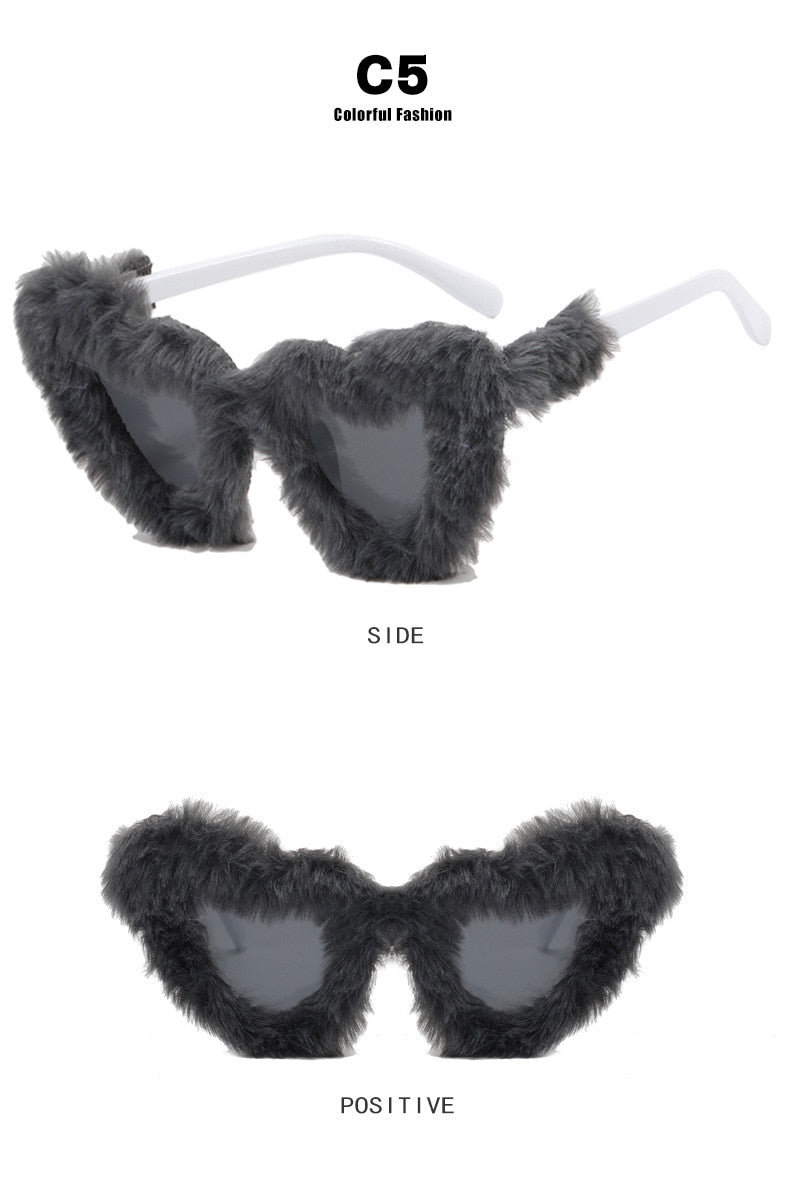 Unisex Heart Shaped Furry Fashion Vintage Retro Style UV400 Sunglasses - Unisex Sunglasses - DYAVOR®
