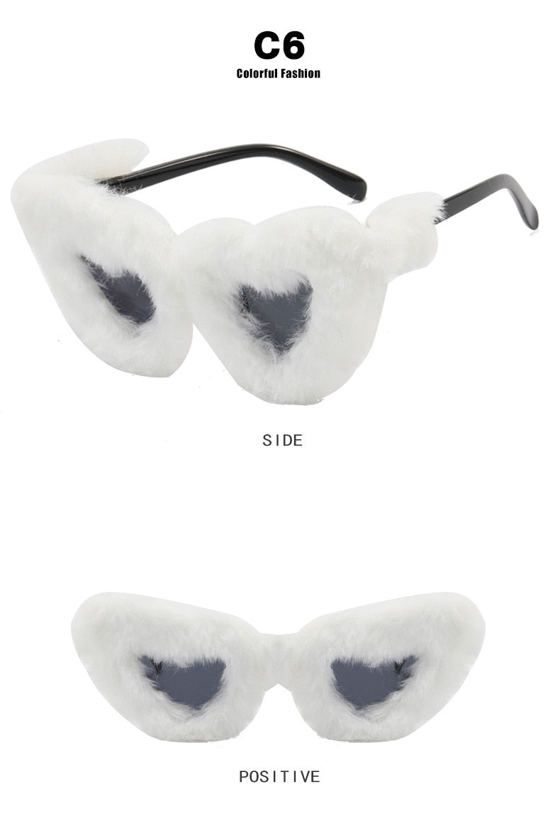 Unisex Heart Shaped Furry Fashion Vintage Retro Style UV400 Sunglasses - Unisex Sunglasses - DYAVOR®