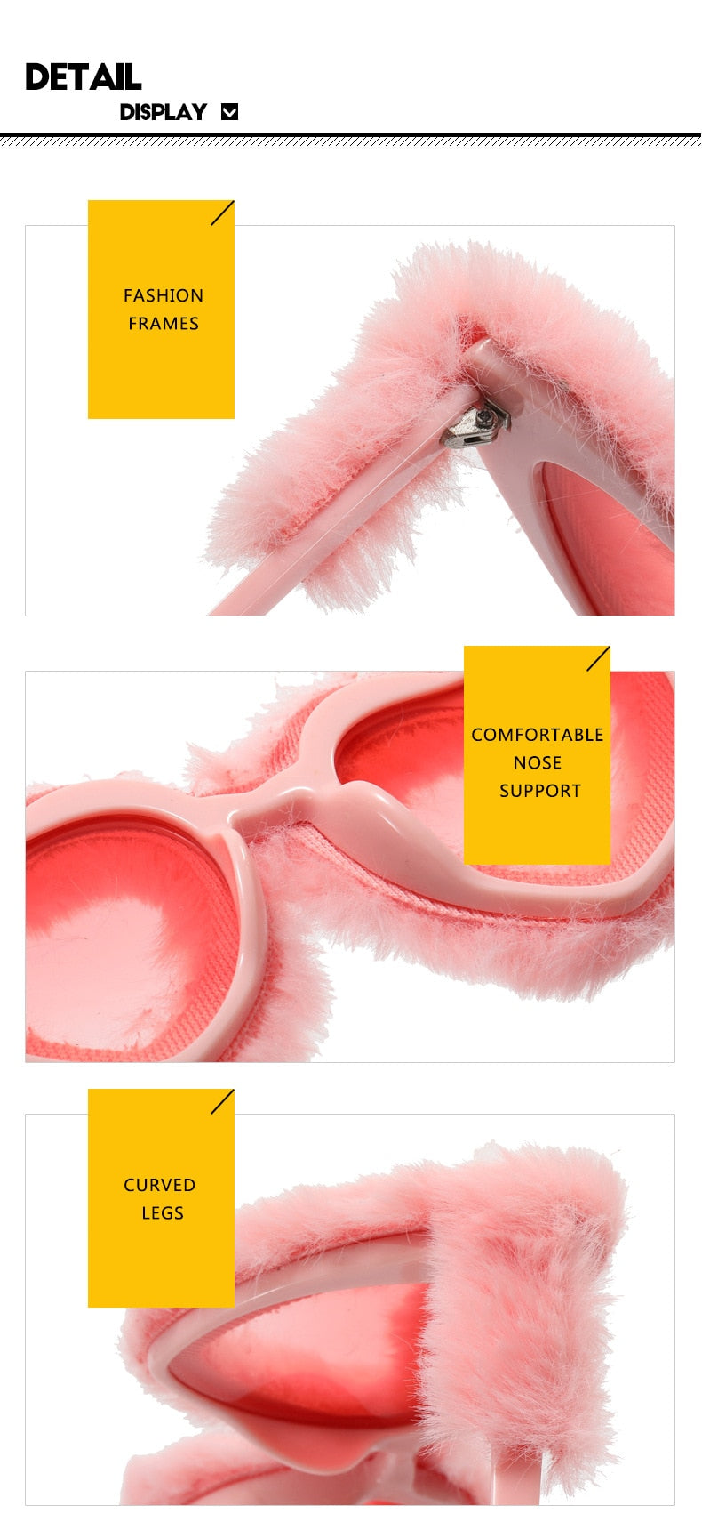 Unisex Heart Shaped Furry Fashion Vintage Retro Style UV400 Sunglasses - Unisex Sunglasses - DYAVOR®