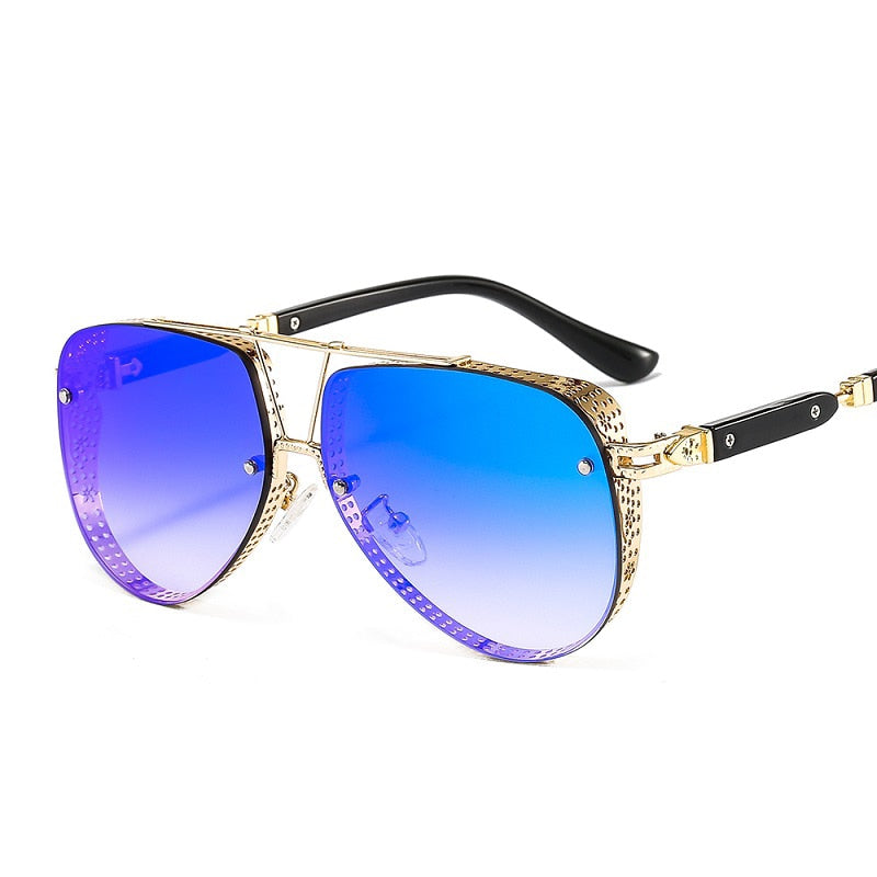 Women's Designer Metal Alloy Frame Hollow Pattern Oval Sunglasses - Women Sunglasses - DYAVOR®