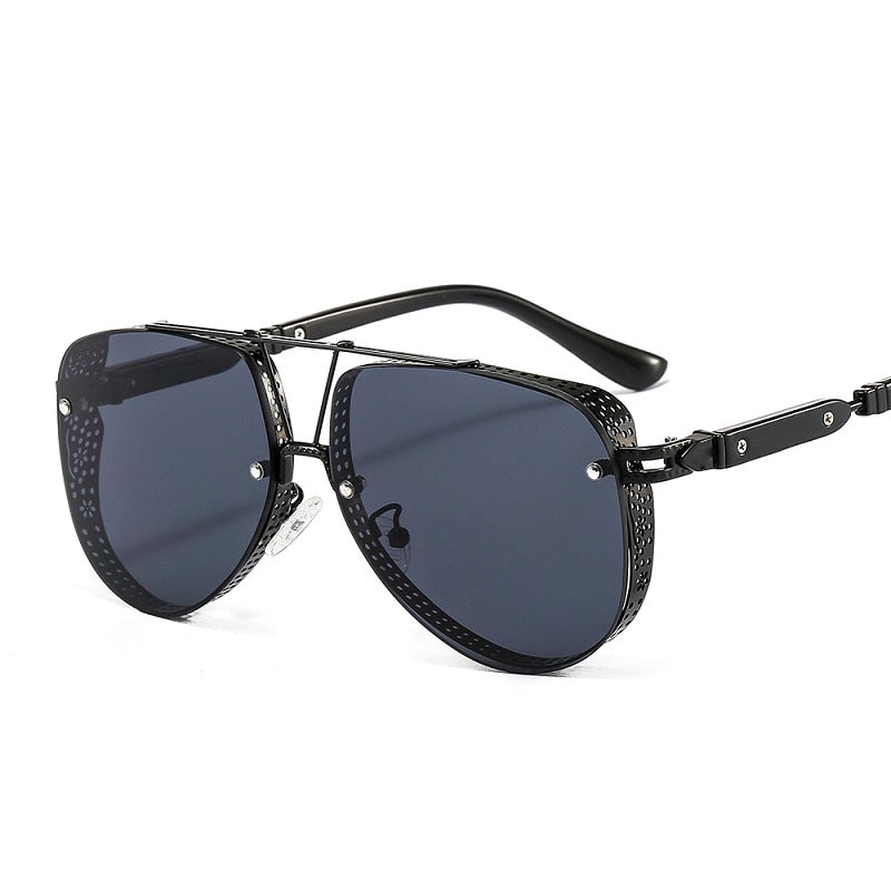 Women's Designer Metal Alloy Frame Hollow Pattern Oval Sunglasses - Women Sunglasses - DYAVOR®