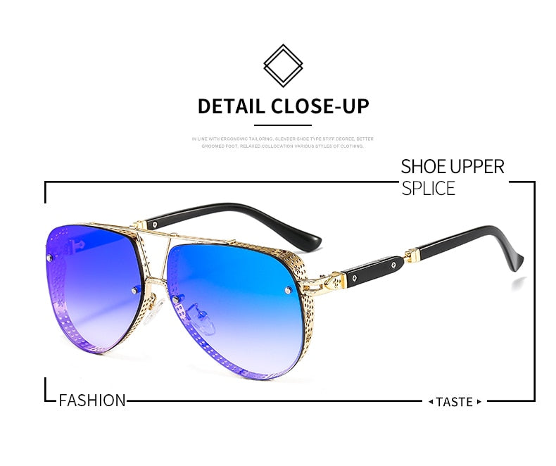 Women's Designer Metal Alloy Frame Hollow Pattern Oval Sunglasses - Women Sunglasses - DYAVOR®