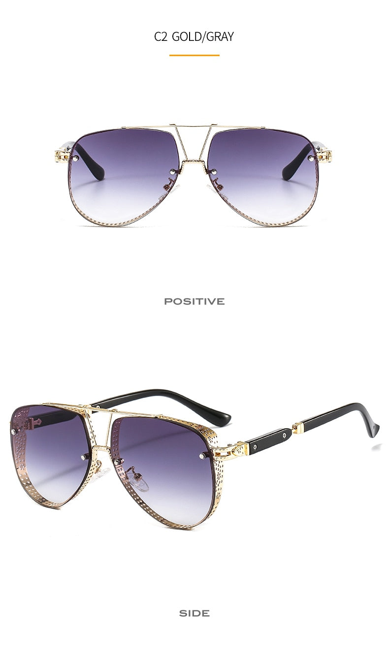 Women's Designer Metal Alloy Frame Hollow Pattern Oval Sunglasses - Women Sunglasses - DYAVOR®
