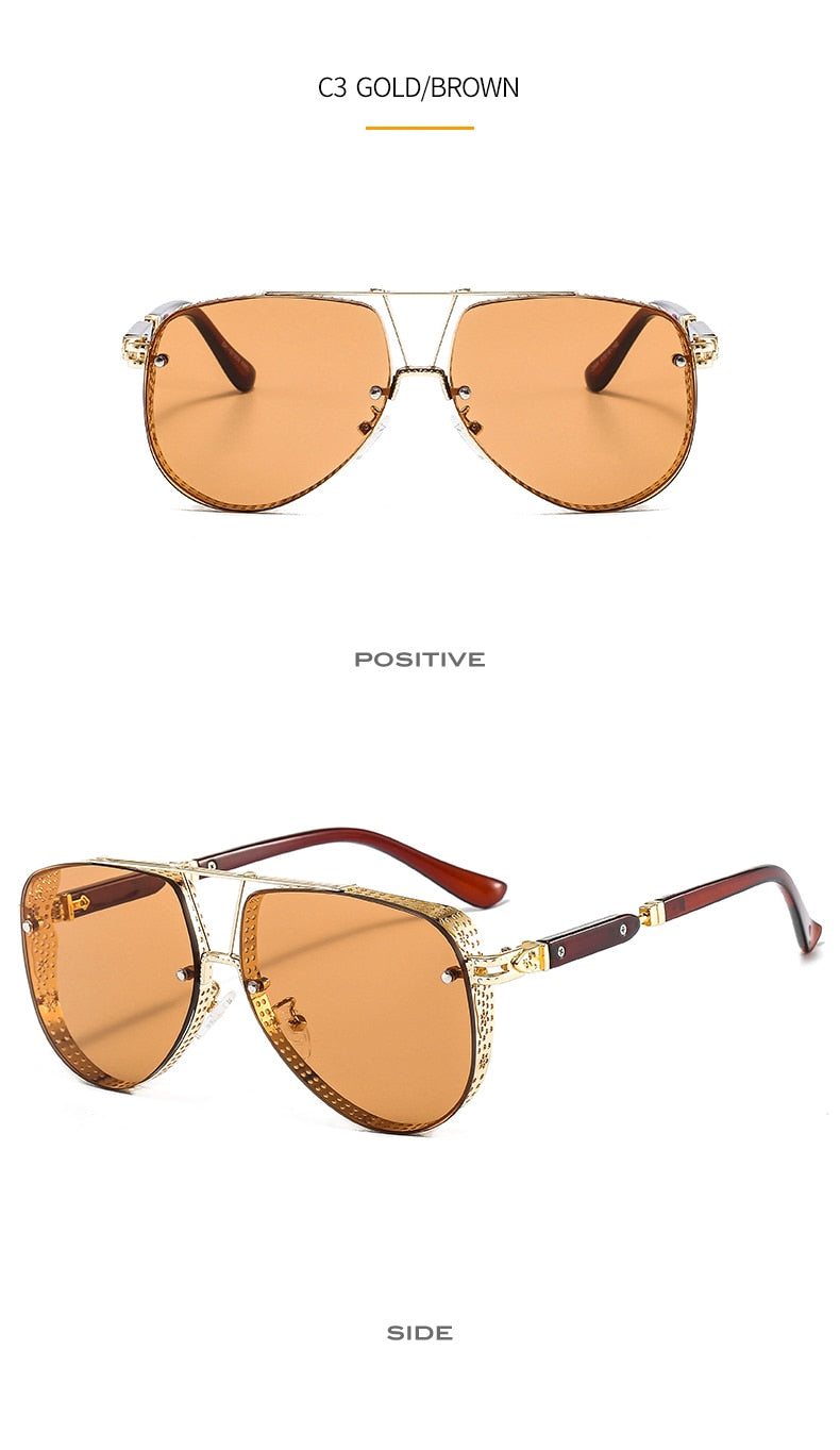 Women's Designer Metal Alloy Frame Hollow Pattern Oval Sunglasses - Women Sunglasses - DYAVOR®