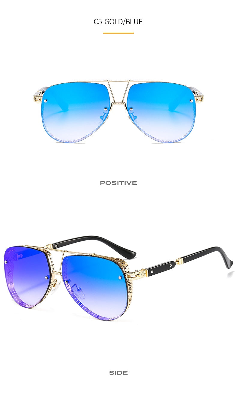 Women's Designer Metal Alloy Frame Hollow Pattern Oval Sunglasses - Women Sunglasses - DYAVOR®