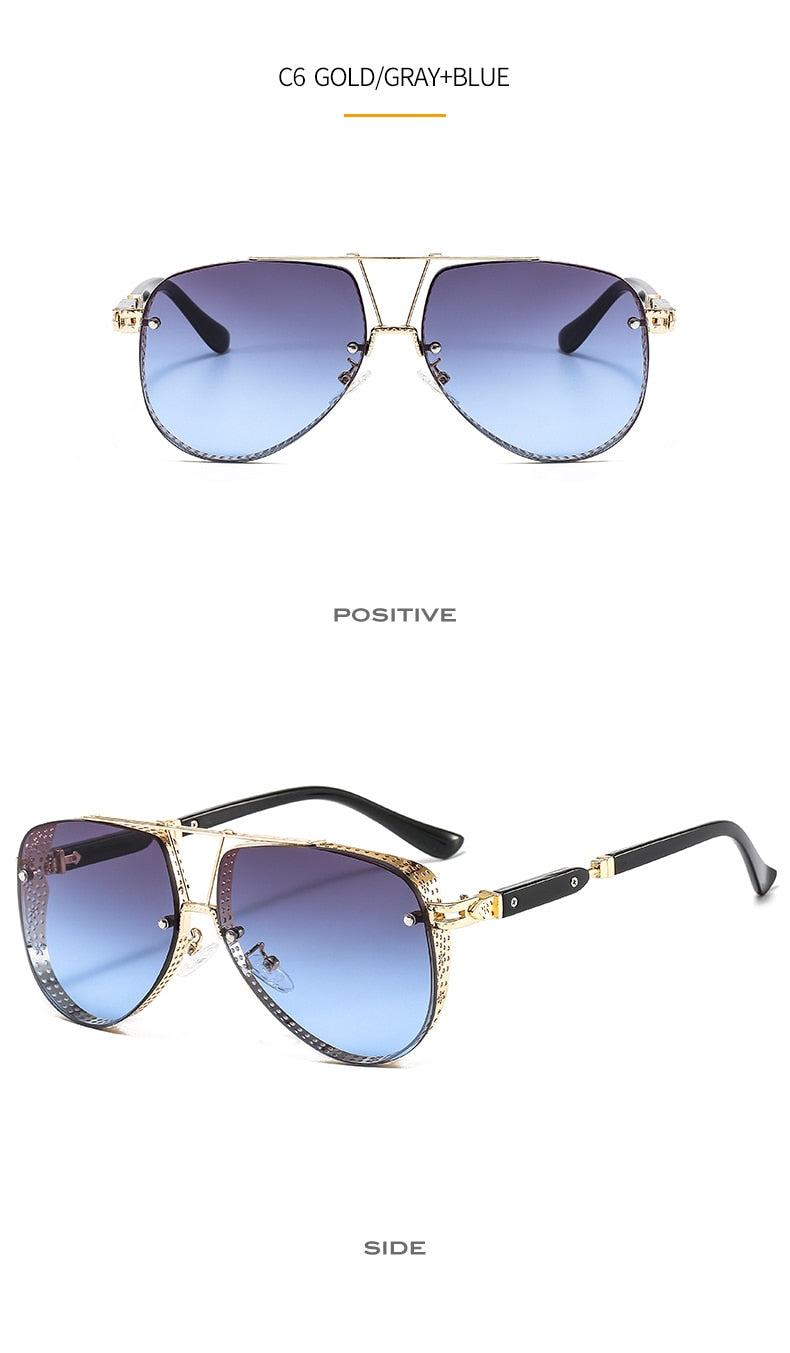Women's Designer Metal Alloy Frame Hollow Pattern Oval Sunglasses - Women Sunglasses - DYAVOR®