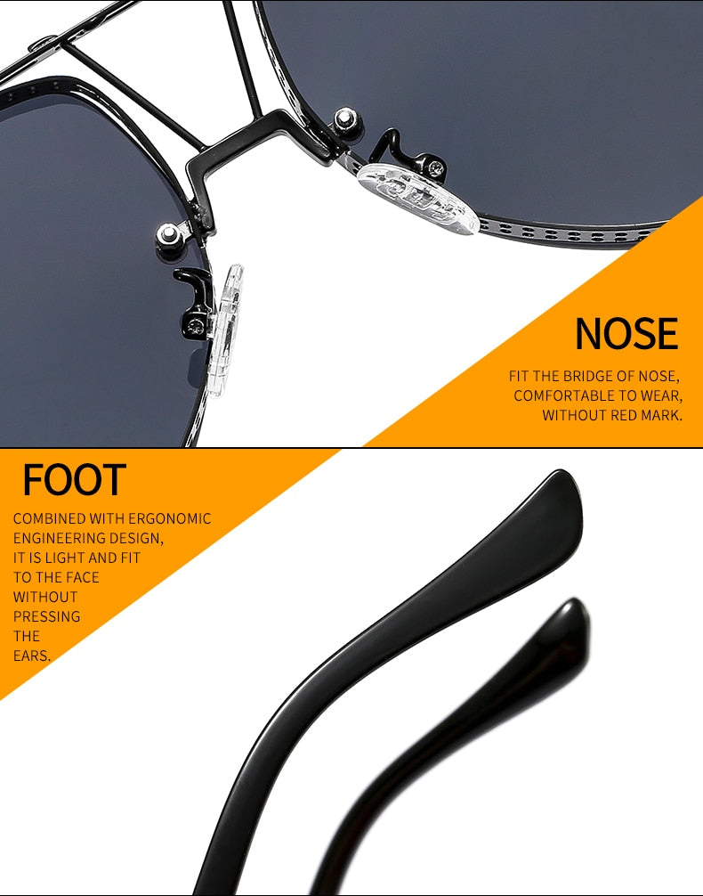 Women's Designer Metal Alloy Frame Hollow Pattern Oval Sunglasses - Women Sunglasses - DYAVOR®