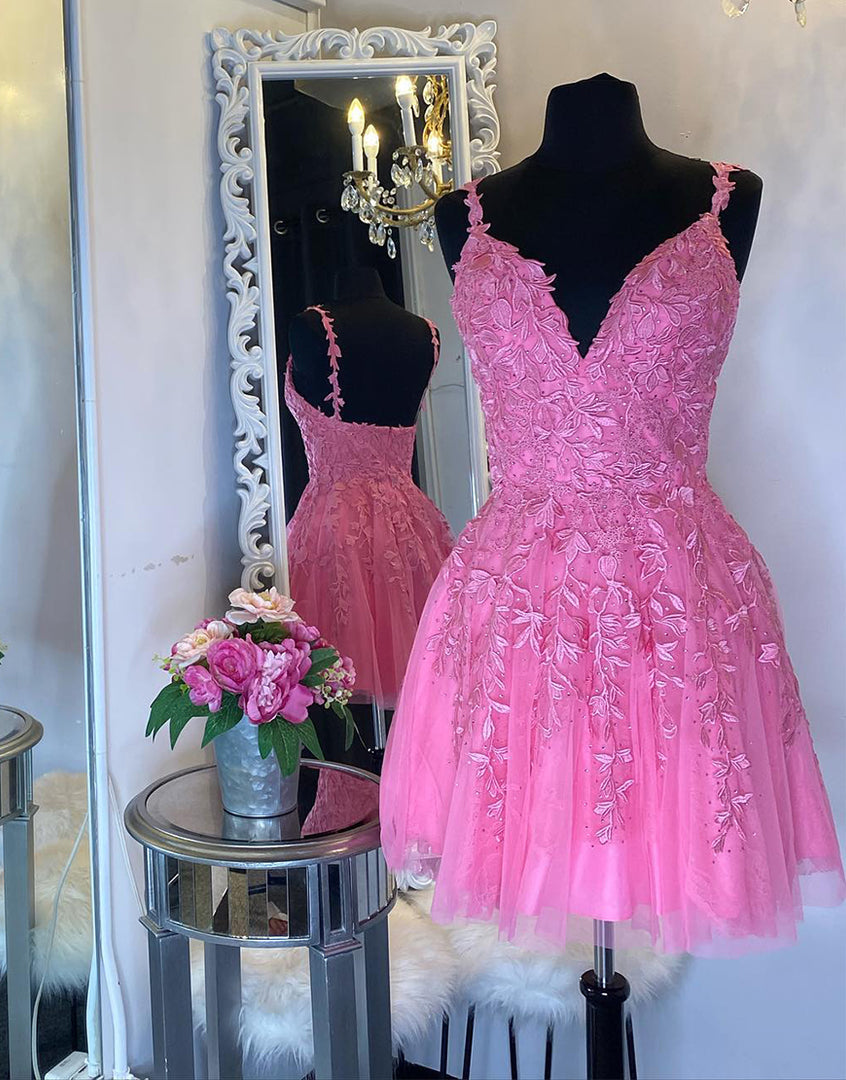 Ariel | A-Line Short Homecoming Dress with Appliques - Homecoming Dress - DYAVOR®