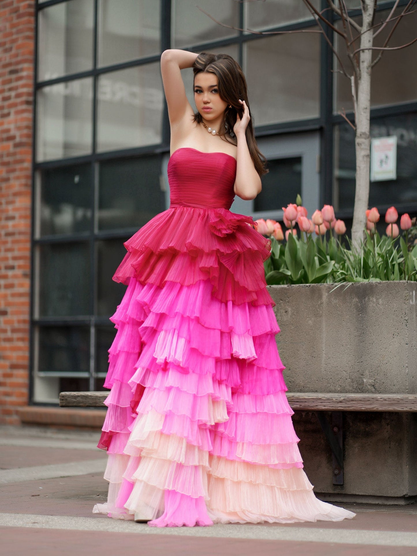 Xiomara | Sweetheart Pleated Bodice Long Prom Dress with Ruffles - Prom Dress - DYAVOR®