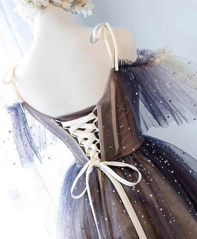 Sweetheart V-neck Starlit Cloud Tulle Mini Length Homecoming Dress - Prom Dresses - DYAVOR®