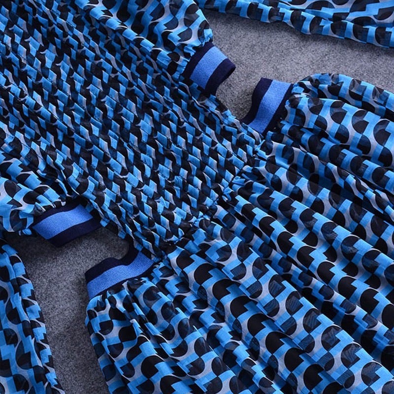 Blue Print Cut Out Waist Maxi Dress -  - DYAVOR®