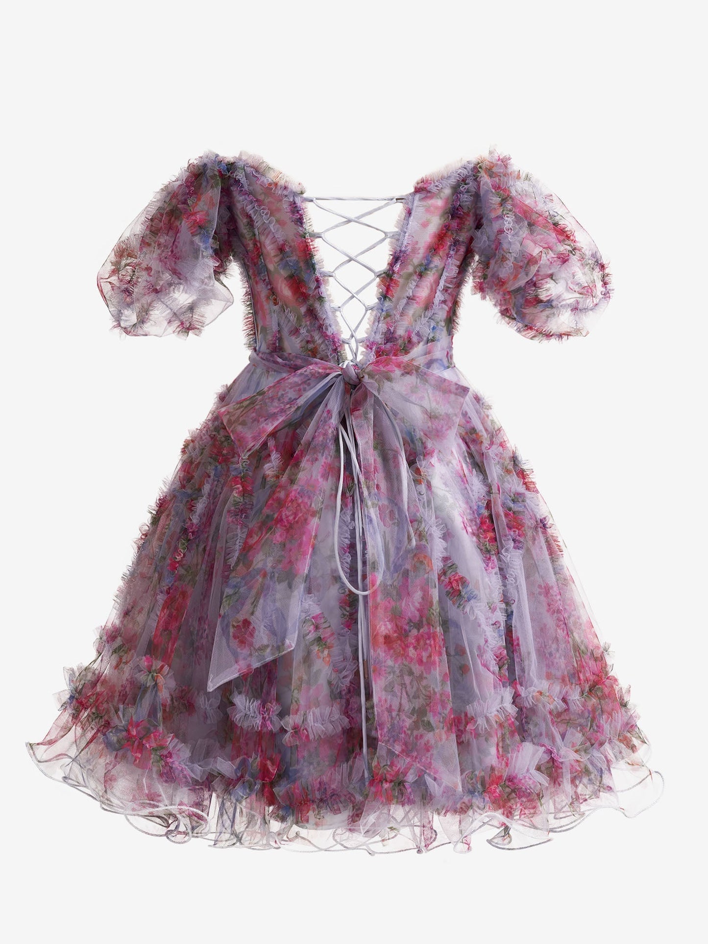 Ivana | Light Purple A Line Off the Shoulder Floral Printed Homecoming Dress - Homecoming Dress - DYAVOR®
