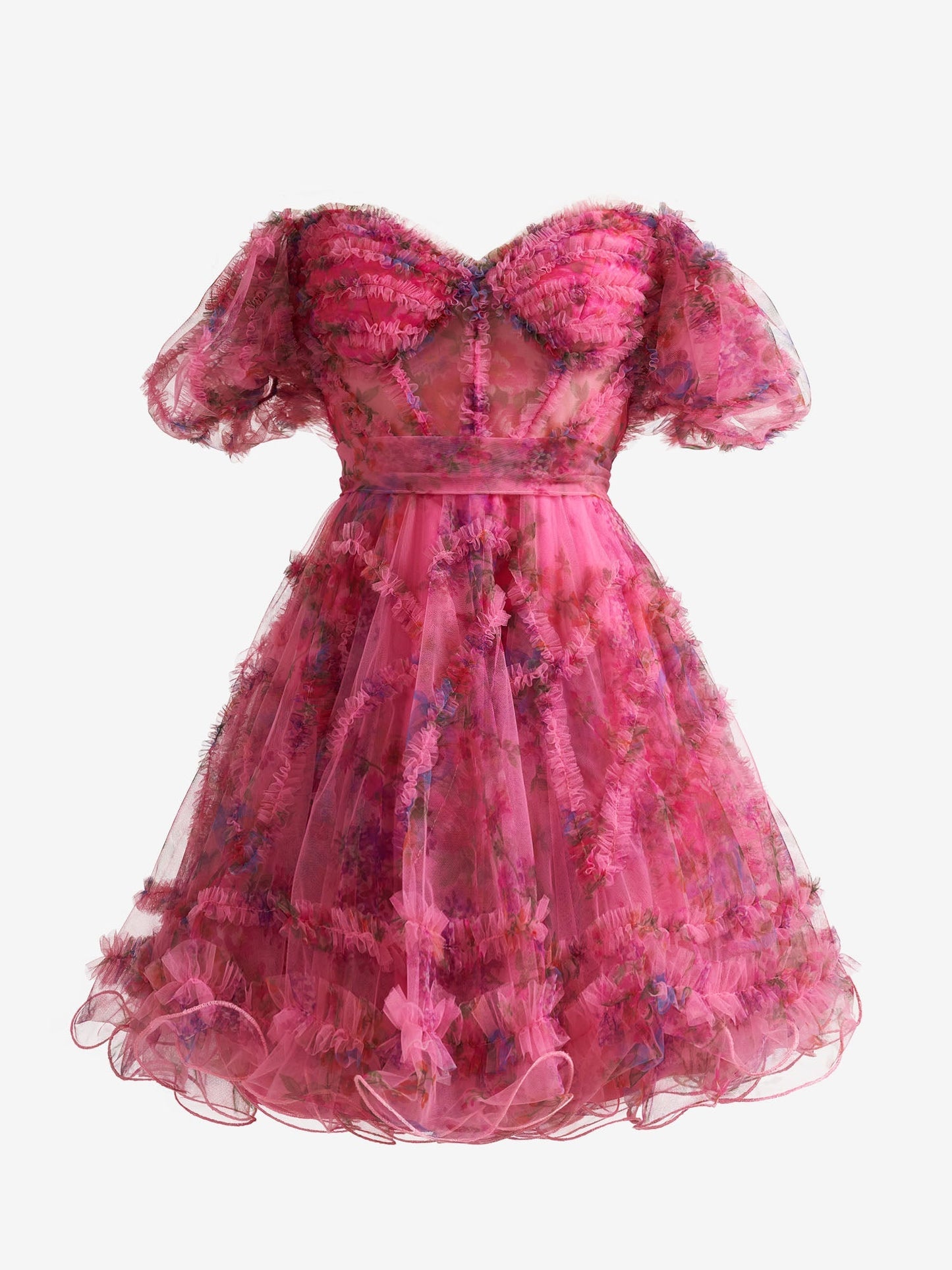Ivana | Pink A Line Off the Shoulder Floral Printed Homecoming Dress - Homecoming Dress - DYAVOR®