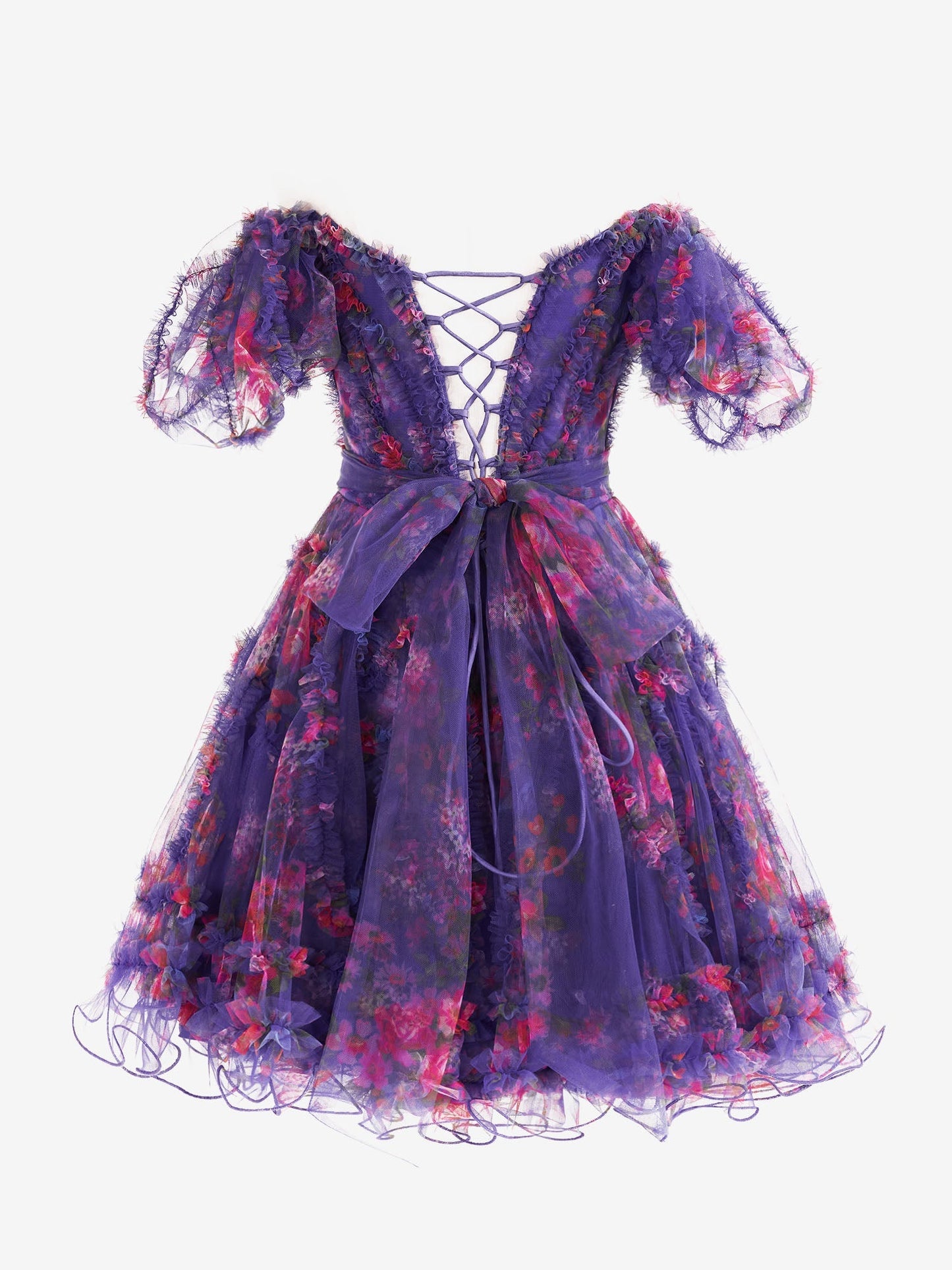 Ivana | Purple A Line Off the Shoulder Floral Printed Homecoming Dress - Homecoming Dress - DYAVOR®