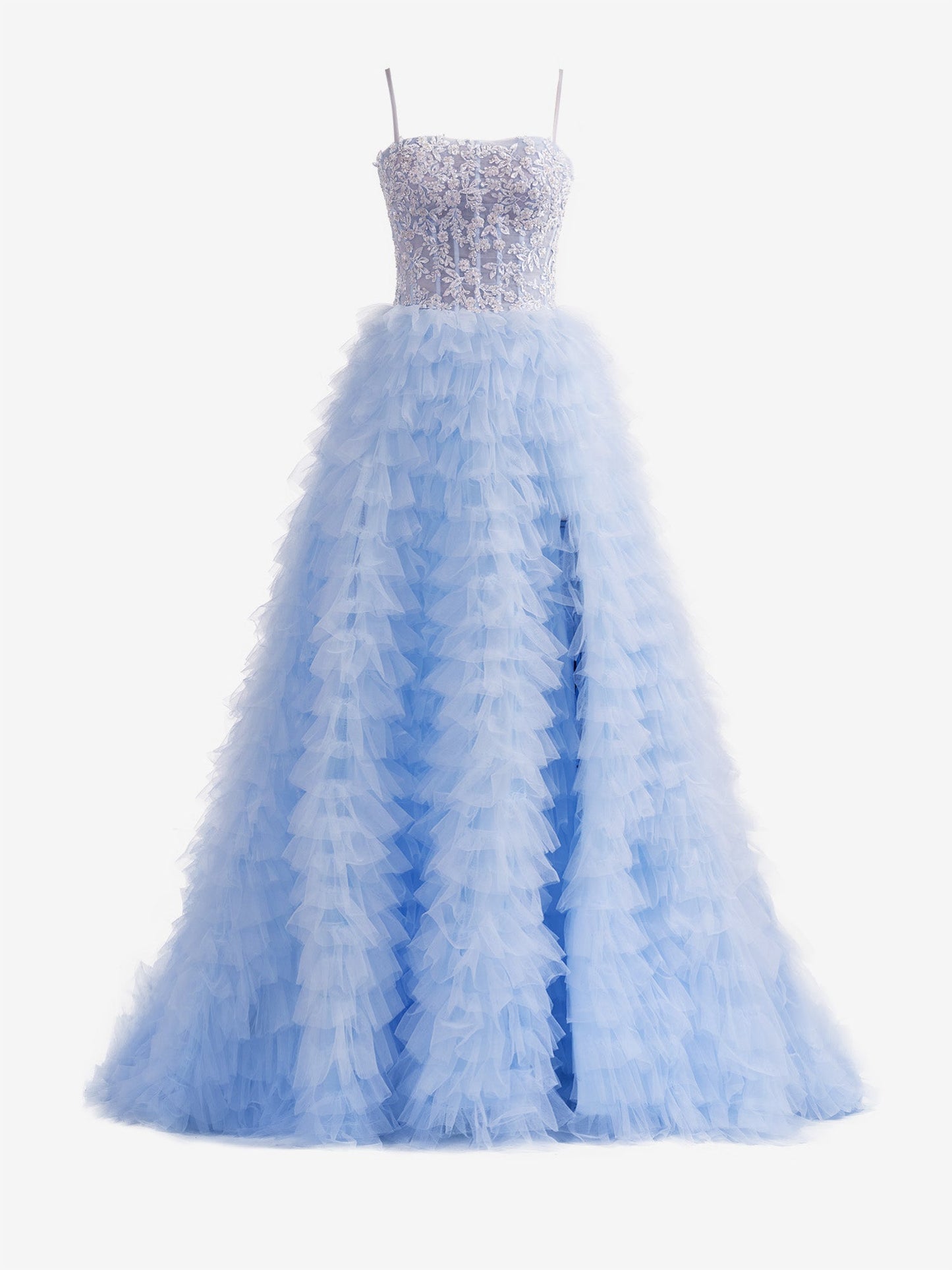 Jordan | A-Line Tiered Sequins Tulle Long Prom Dress - Prom Dress - DYAVOR®