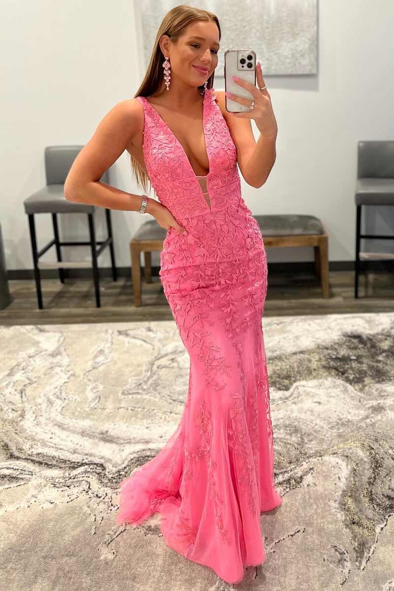 Kallie |Mermaid Plunge V Neck Lace Prom Dress - Prom Dress - DYAVOR®