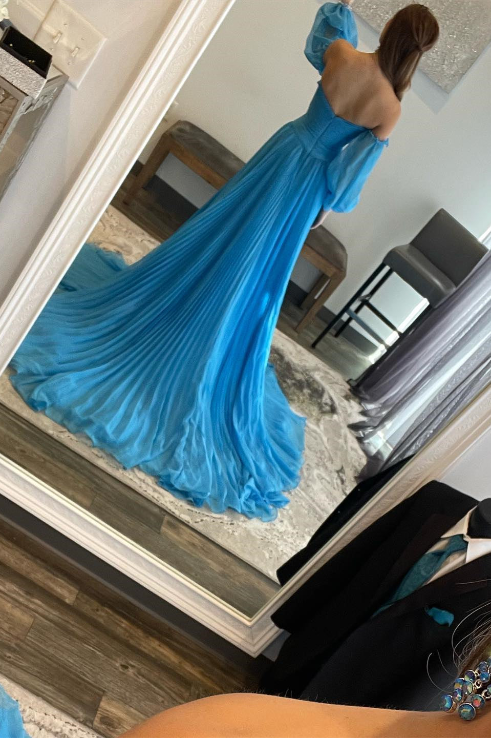 Ana | Hunter Green Rhinestones Strapless A-Line Prom Dress with Sleeves - Prom Dress - DYAVOR®