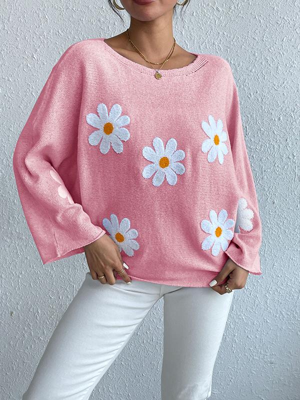 Marie - Stylish and Comfortable Autumn Sweater with Embroidered Flowers for Women