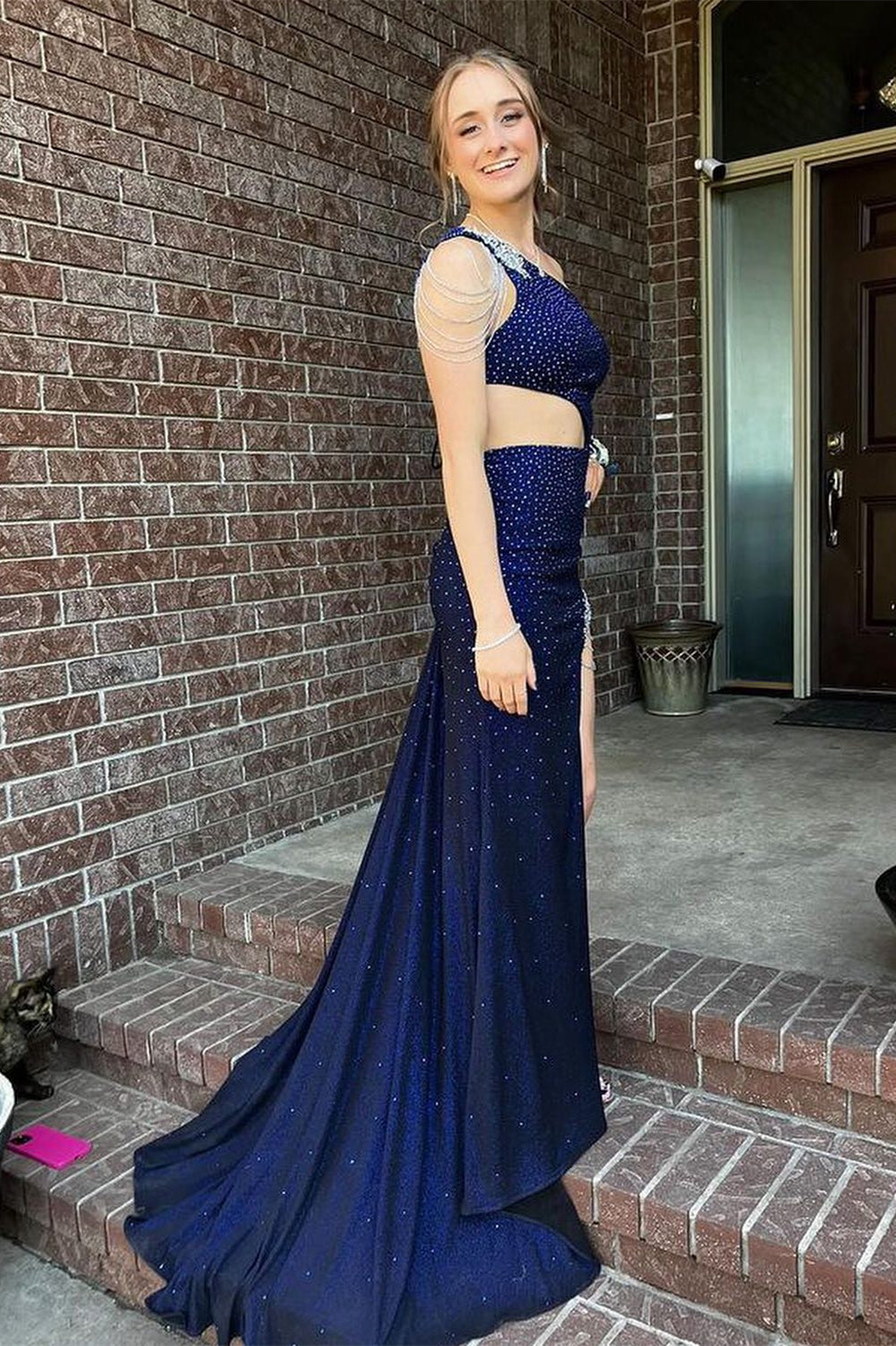 Itzel | One-Shoulder Hunter Green Beaded Mermaid Long Prom Dress with Slit - Prom Dress - DYAVOR®