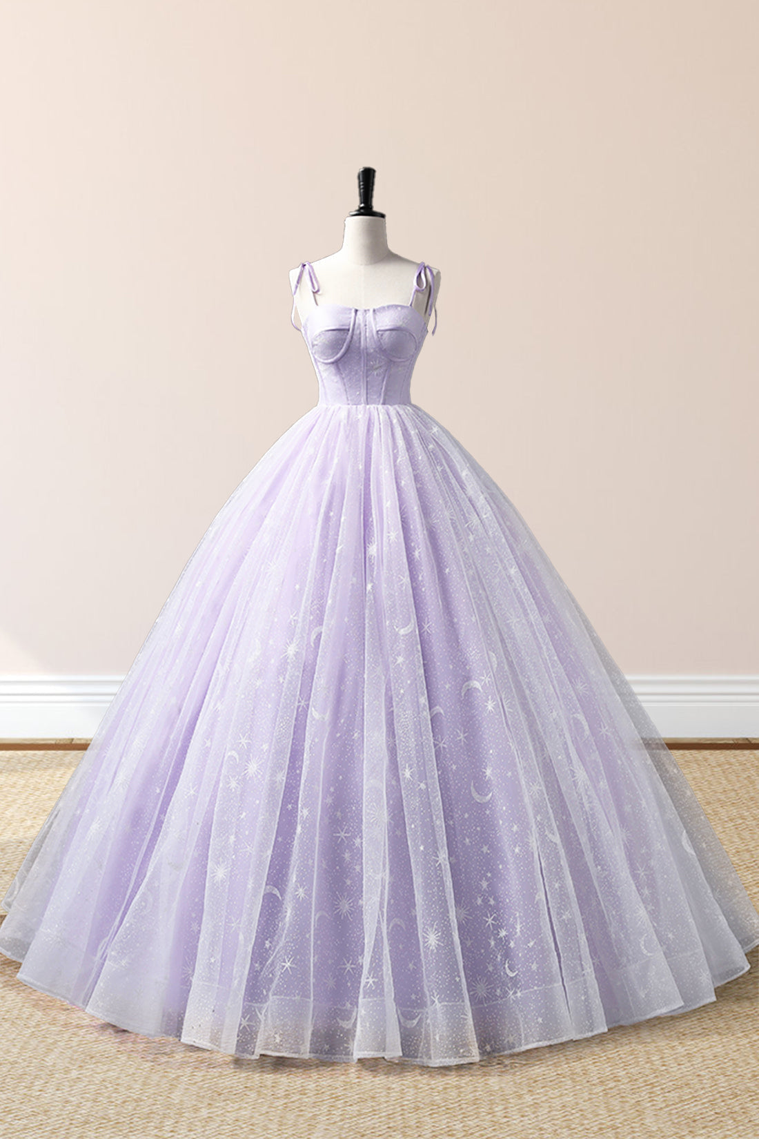 Janelle | Lavender Tulle Straps Floor Length Evening Dress, Lavender A-Line Prom Dress - Prom Dress - DYAVOR®