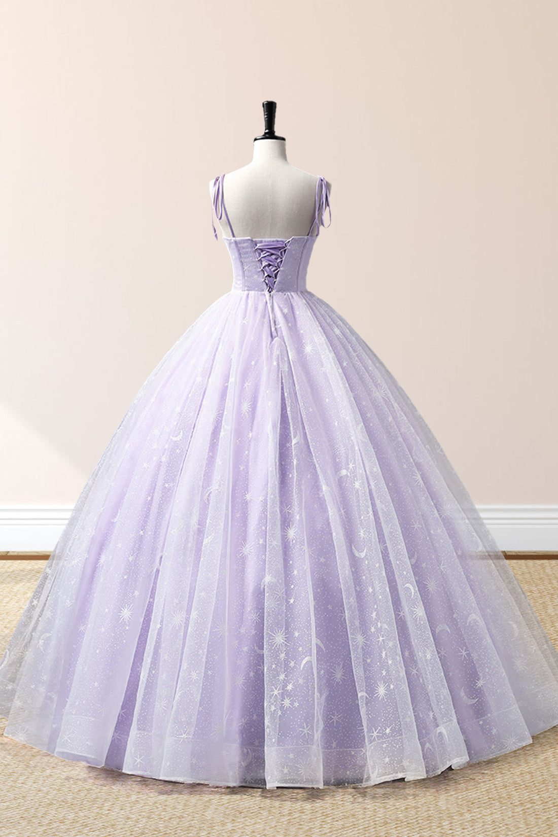 Janelle | Lavender Tulle Straps Floor Length Evening Dress, Lavender A-Line Prom Dress - Prom Dress - DYAVOR®