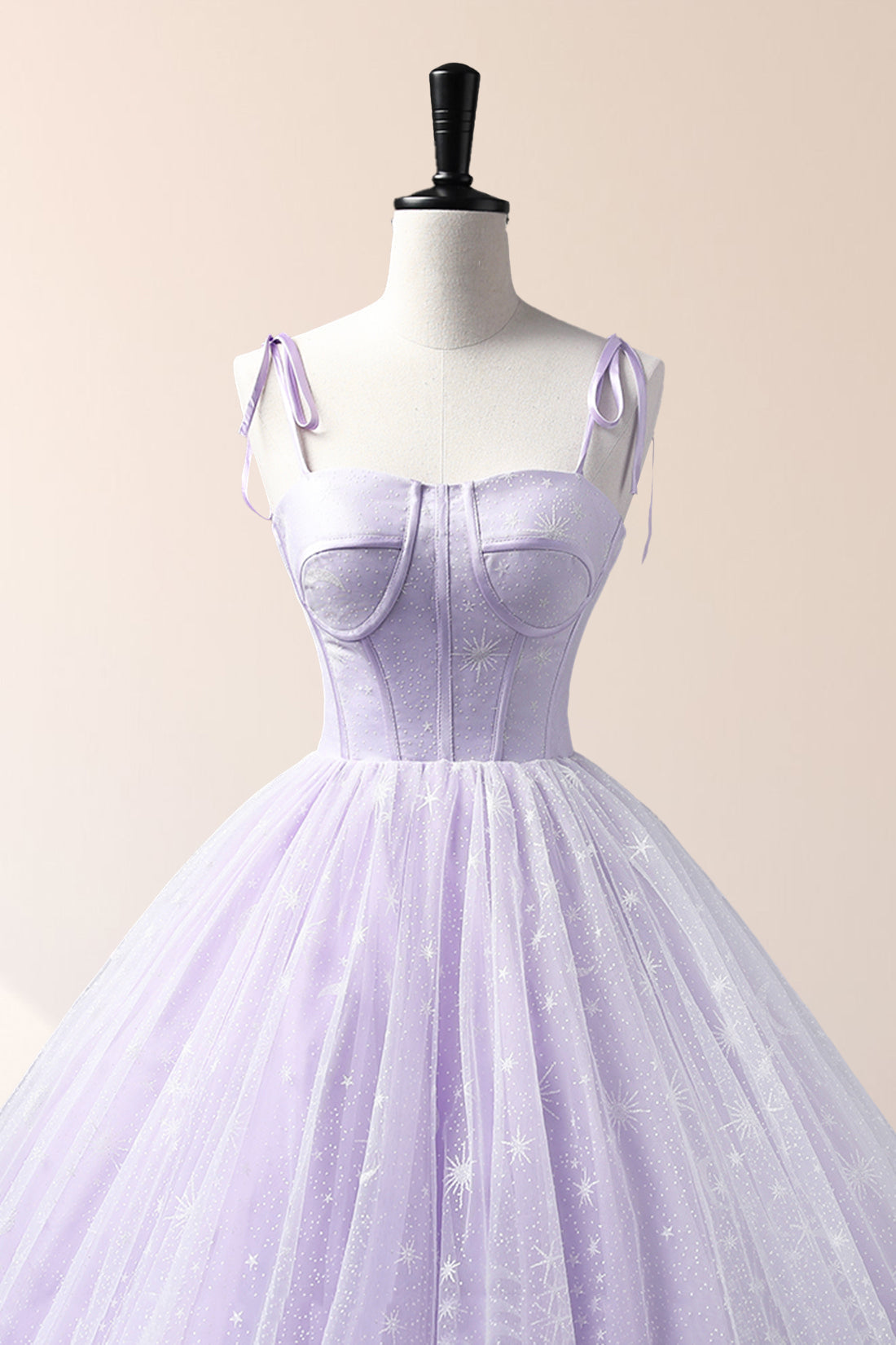 Janelle | Lavender Tulle Straps Floor Length Evening Dress, Lavender A-Line Prom Dress - Prom Dress - DYAVOR®