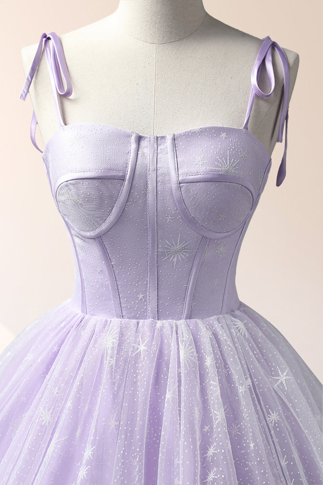 Janelle | Lavender Tulle Straps Floor Length Evening Dress, Lavender A-Line Prom Dress - Prom Dress - DYAVOR®