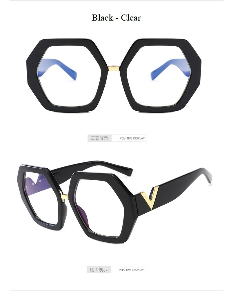 Leopard Fashion Women's Polygon Clear Glasses Reading Eyeglasses - Women Sunglasses - DYAVOR®